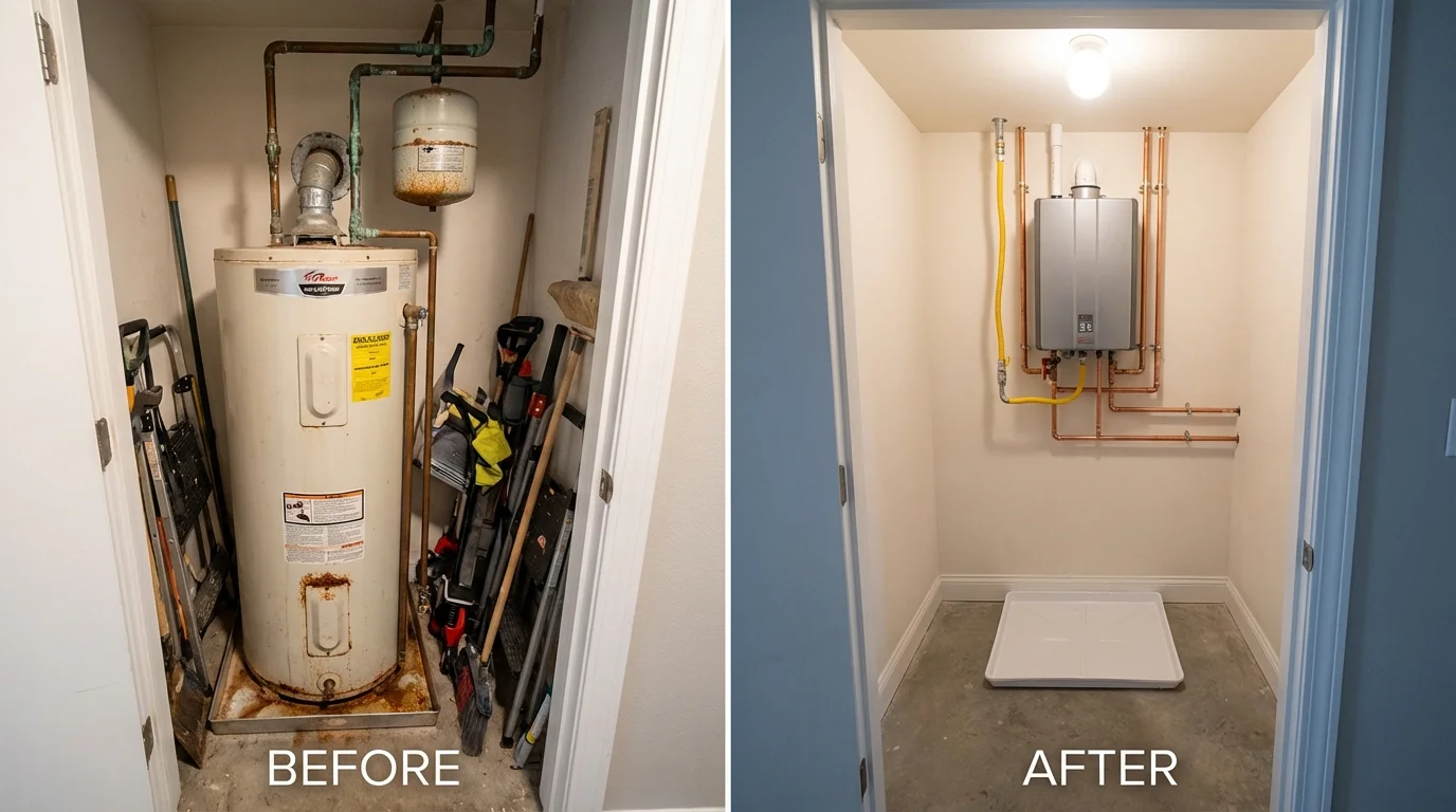 Tank water heater versus wall-mounted tankless unit comparison for Adamsville, TN homeowners